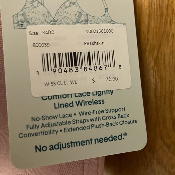 Bundle of 3 Tommy John Wireless Bras 34DD Pink/Beige/Black - Picture 13 of 14